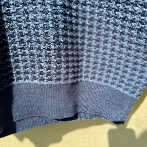 Tom James Quarter Zip Pullover Sweater Textured Knit Blue Cotton Blend Mens M/L - Picture 12 of 12